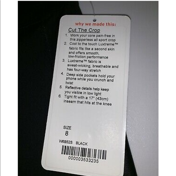 Lululemon Cut the Crop Legging with Pockets in Wee Stripe/Black. Size 8 - Picture 10 of 15